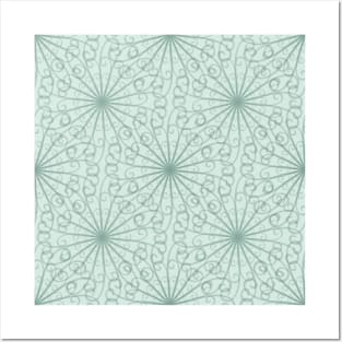 Blue-Green Swirl Mandala Pattern Posters and Art